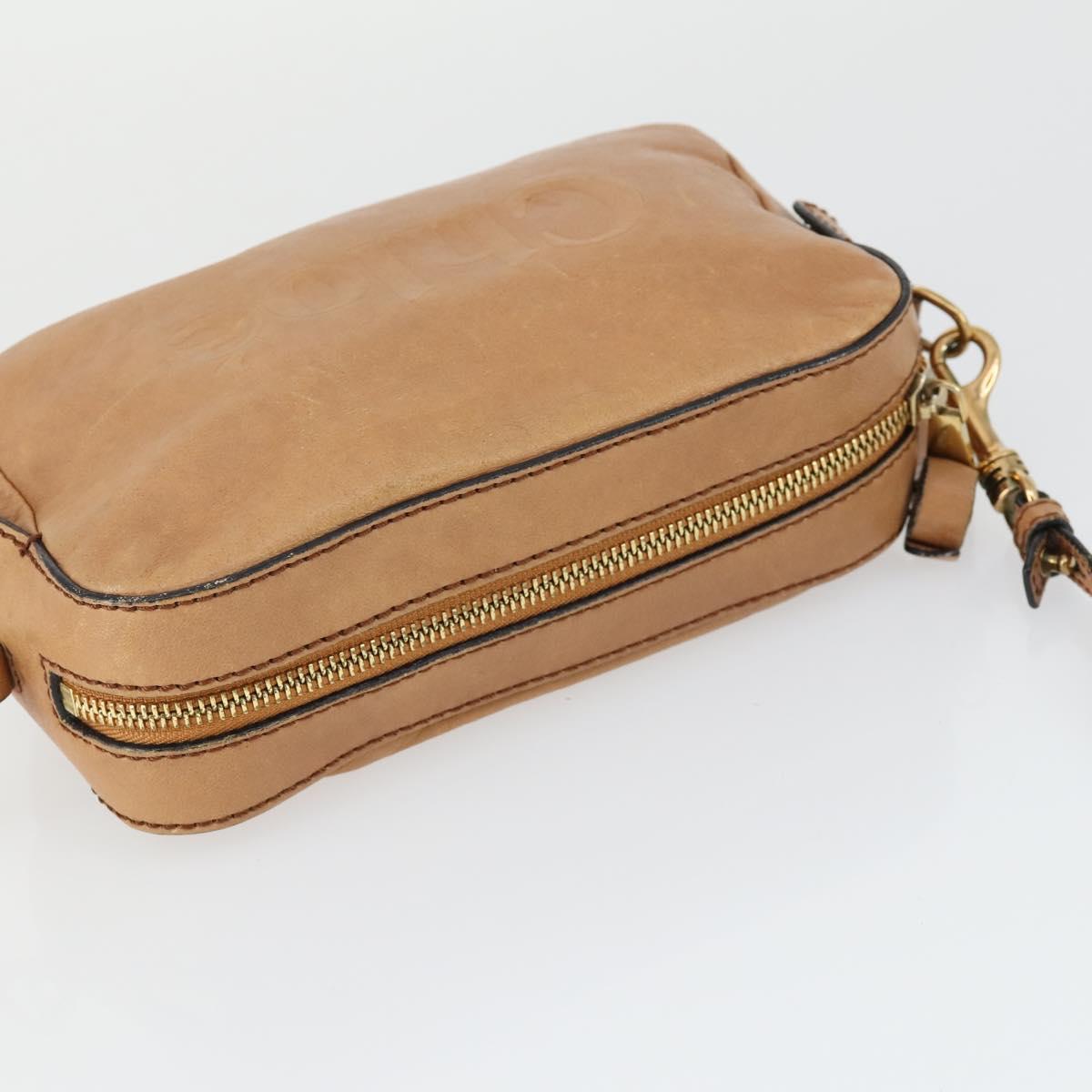 Chloe Shoulder Bag Leather Beige Gold Auth BA10274