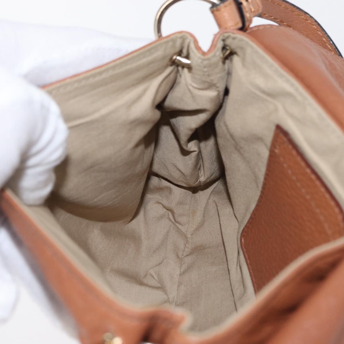 Chloe Shoulder Bag Leather 2way Brown Gold Auth BA10275