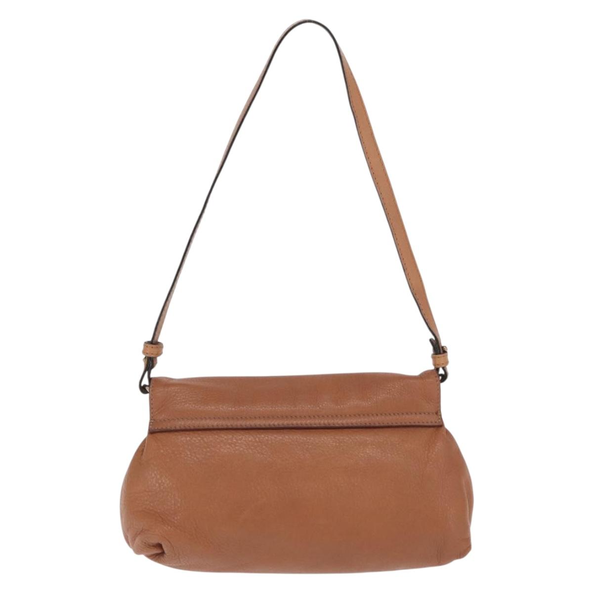 Chloe Shoulder Bag Leather 2way Brown Gold Auth BA10275