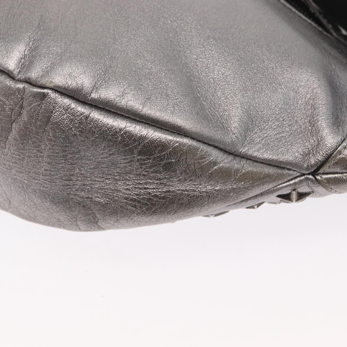 Jimmy Choo Body Bag Leather Silver Auth BA10277