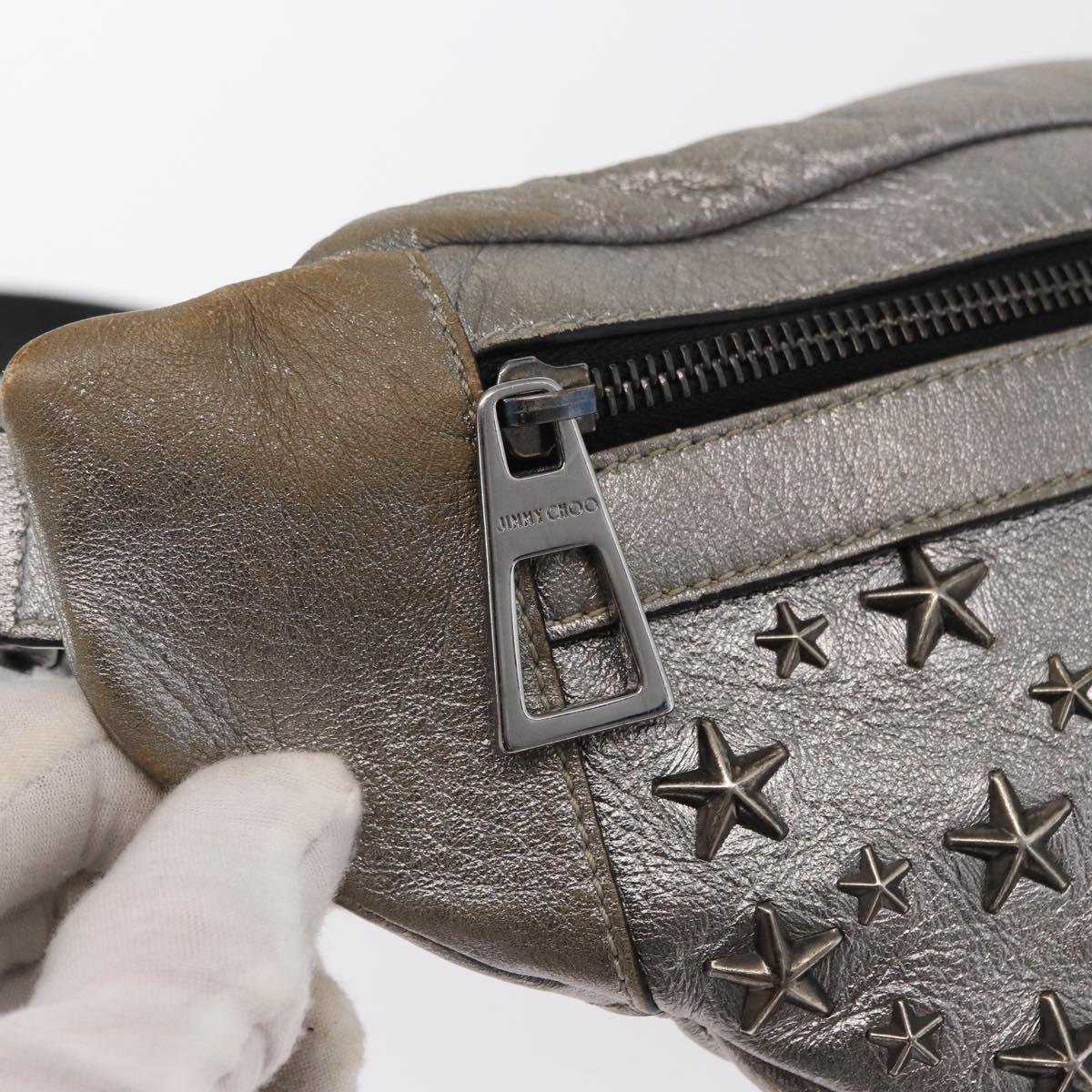 Jimmy Choo Body Bag Leather Silver Auth BA10277