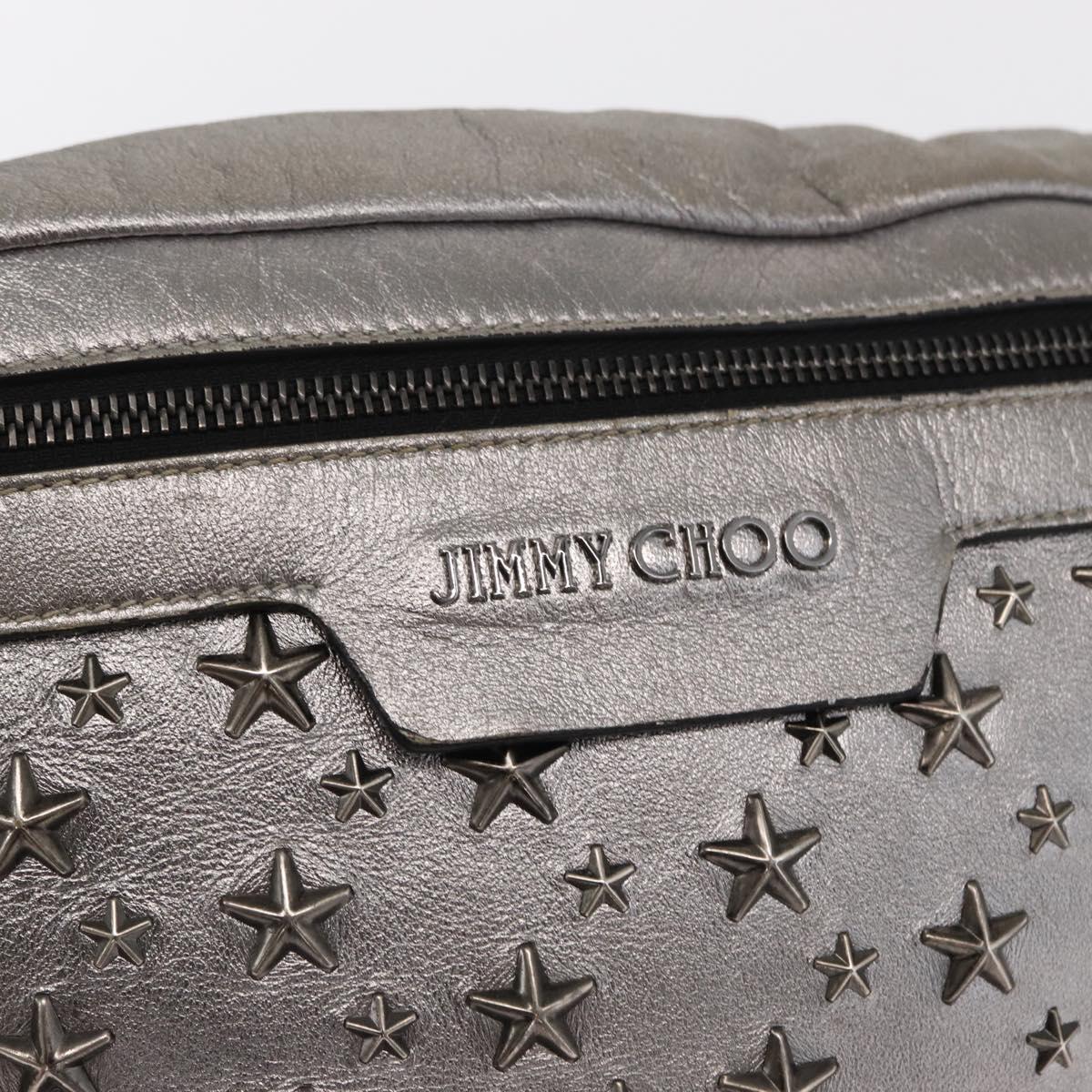 Jimmy Choo Body Bag Leather Silver Auth BA10277