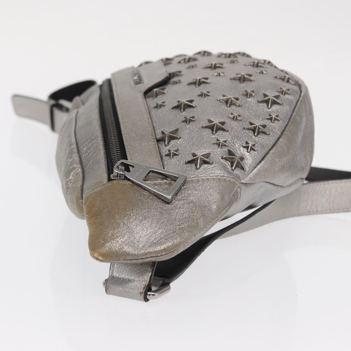 Jimmy Choo Body Bag Leather Silver Auth BA10277