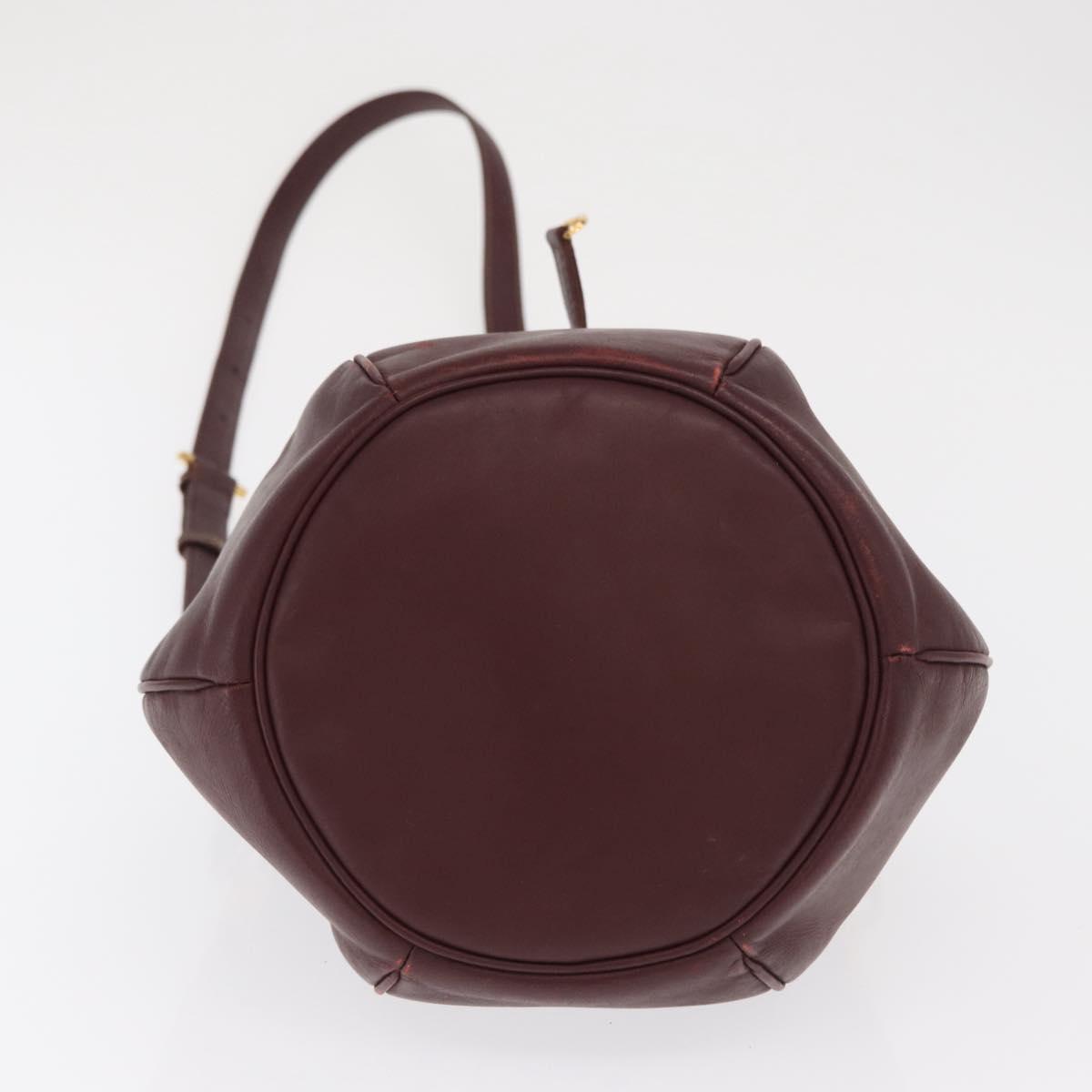 CARTIER Must Line Shoulder Bag Leather Bordeaux Gold Auth BA10279