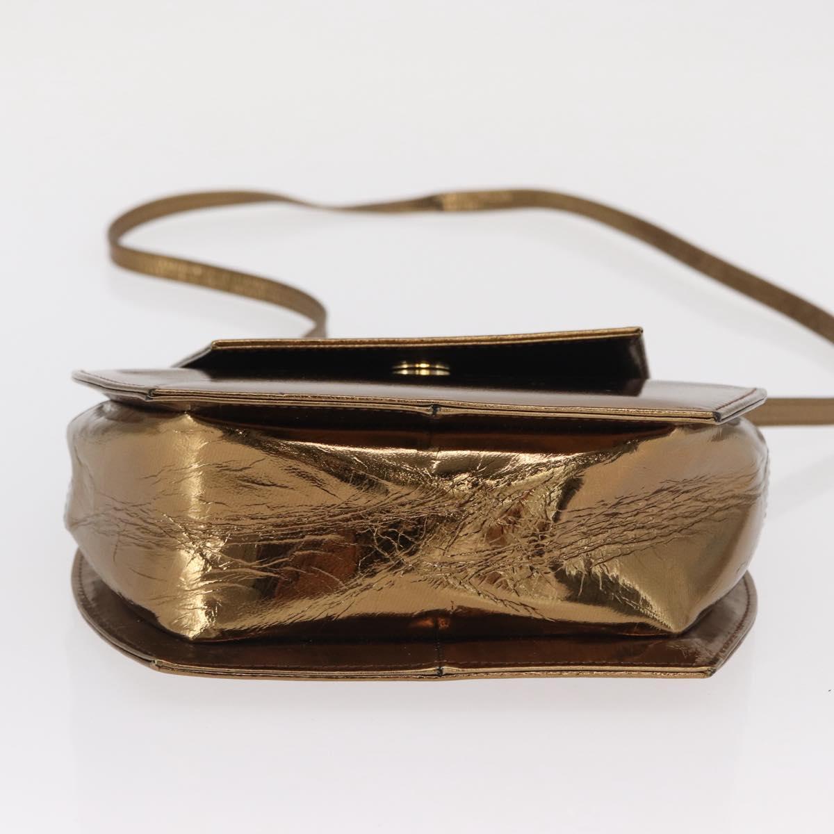 BALLY Shoulder Bag Leather Gold Tone Auth BA10280