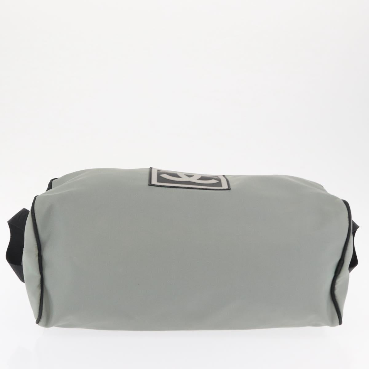 CHANEL Sports Shoes case Nylon Gray Silver CC Auth BA10281