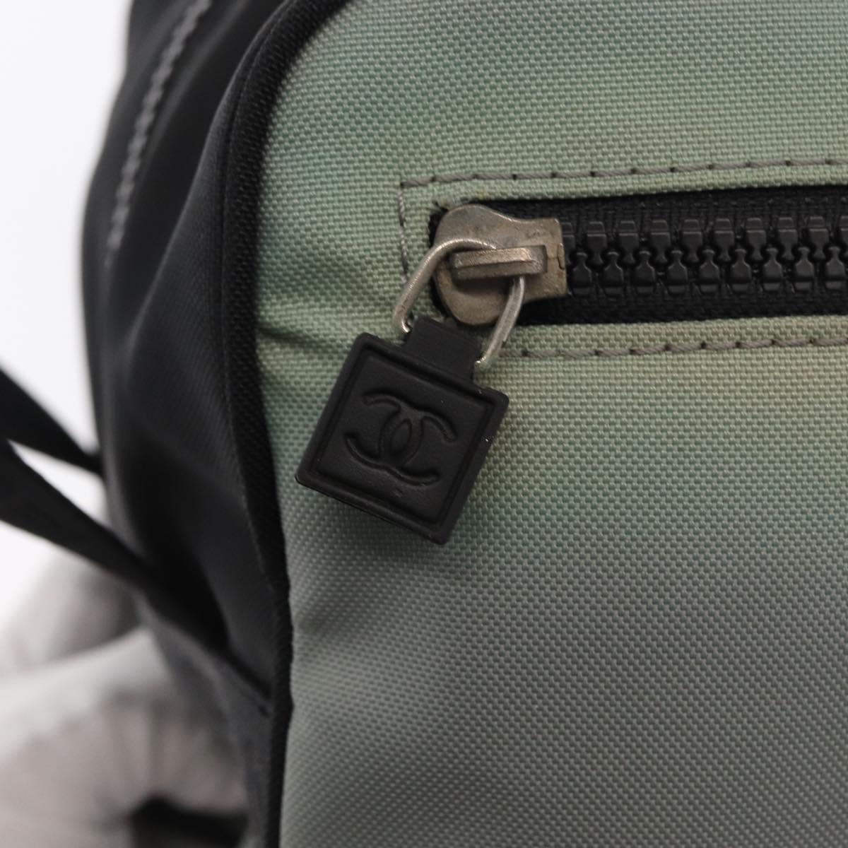 CHANEL Sports Shoes case Nylon Gray Silver CC Auth BA10281