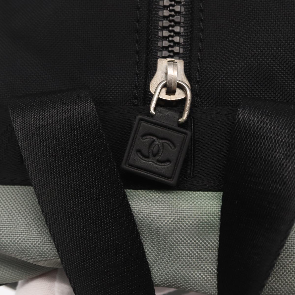 CHANEL Sports Shoes case Nylon Gray Silver CC Auth BA10281