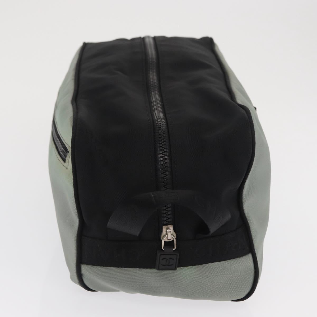 CHANEL Sports Shoes case Nylon Gray Silver CC Auth BA10281