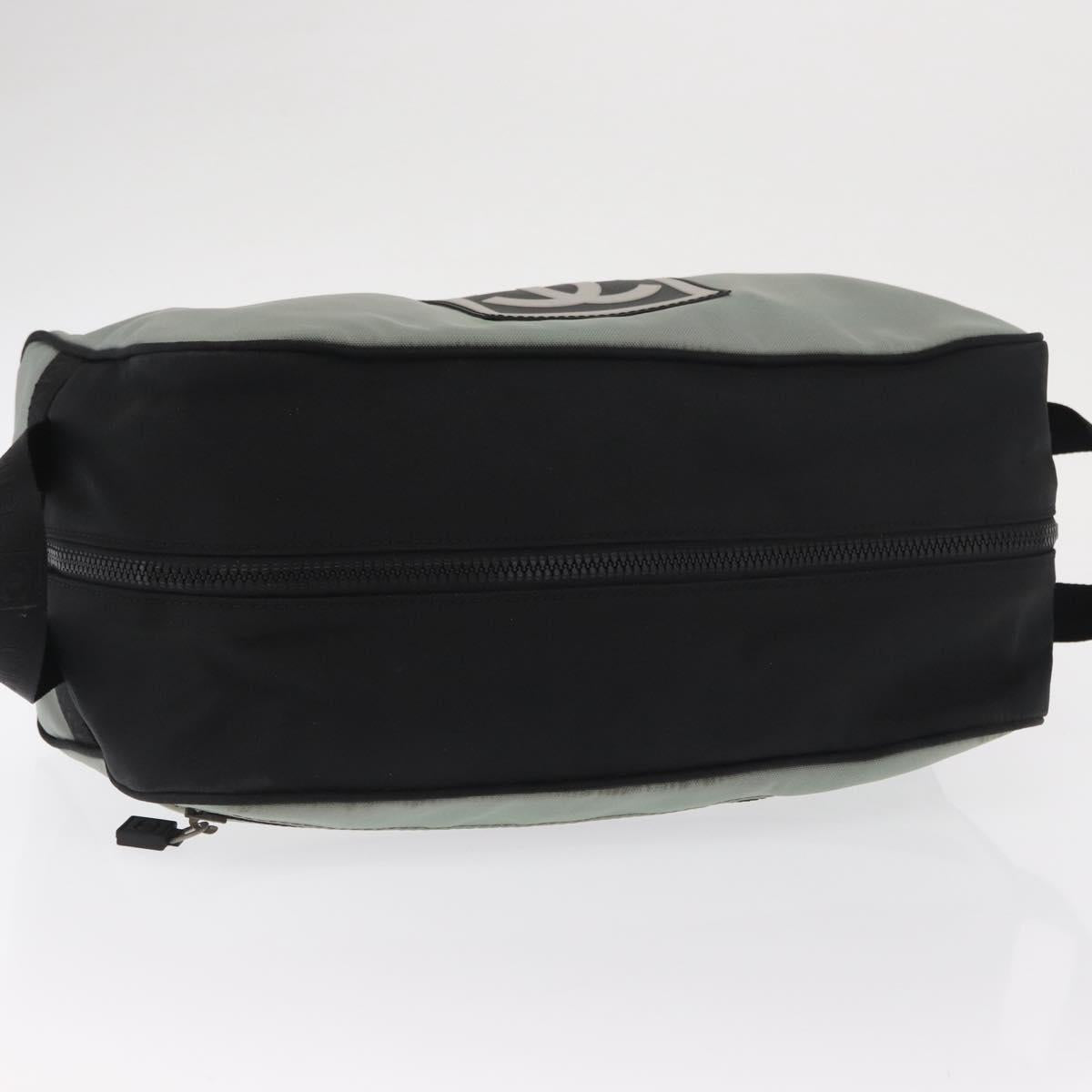 CHANEL Sports Shoes case Nylon Gray Silver CC Auth BA10281