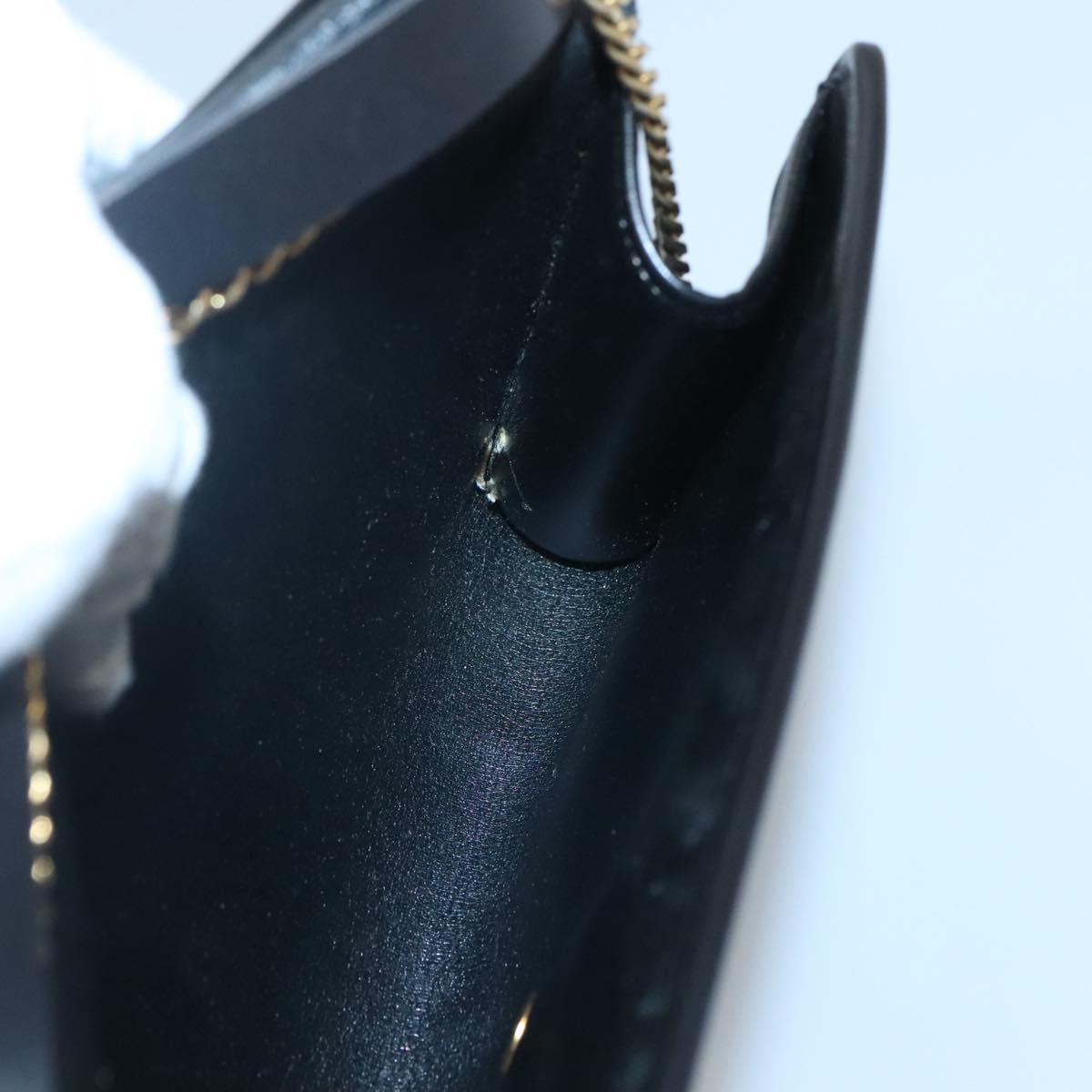 Christian Dior Chain Shoulder Bag Canvas Black Gold Auth BA1029