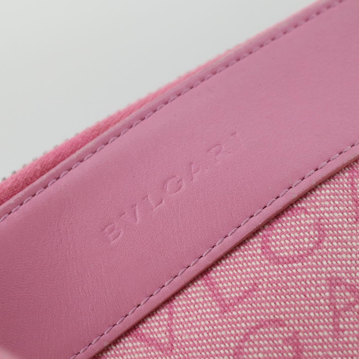 BVLGARI Shoulder Bag Canvas Pink Silver Auth BA10294