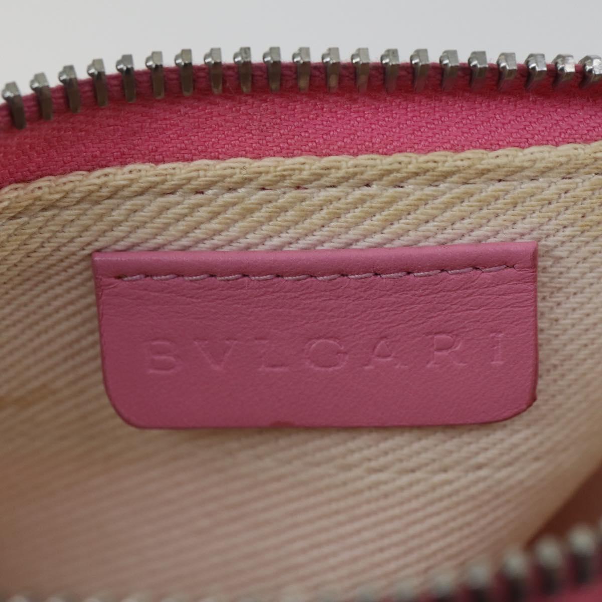 BVLGARI Shoulder Bag Canvas Pink Silver Auth BA10294