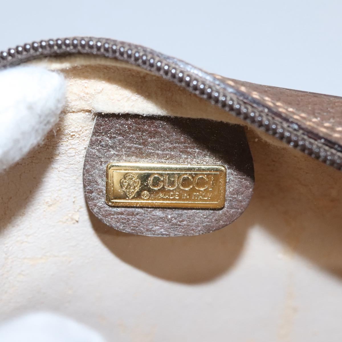 GUCCI GG Supreme Web Sherry Line Shoulder Bag PVC Beige Brown Silver Auth BA103