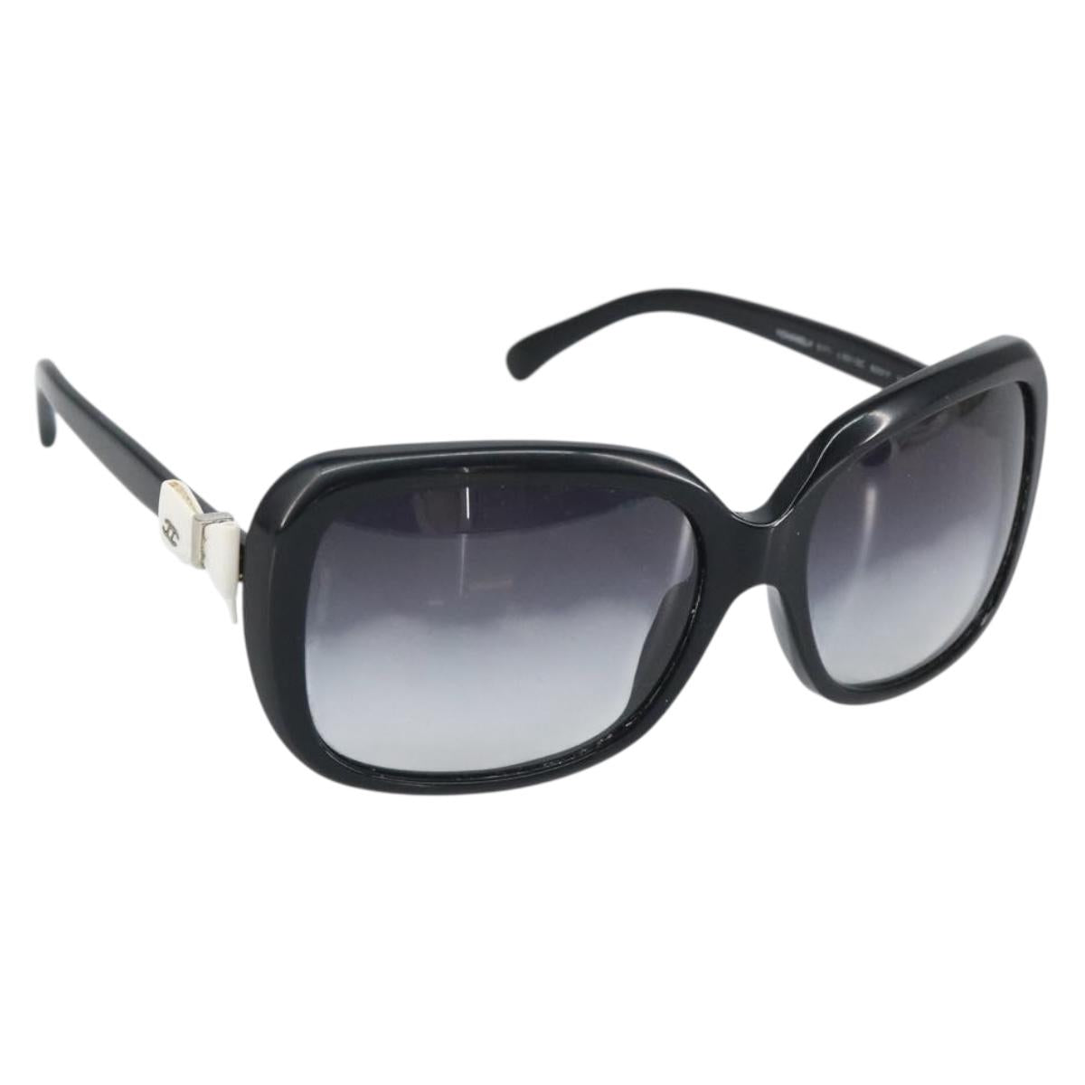 CHANEL Coco Ribbon Sunglasses plastic Black CC Auth BA10315