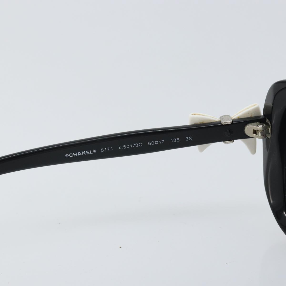 CHANEL Coco Ribbon Sunglasses plastic Black CC Auth BA10315