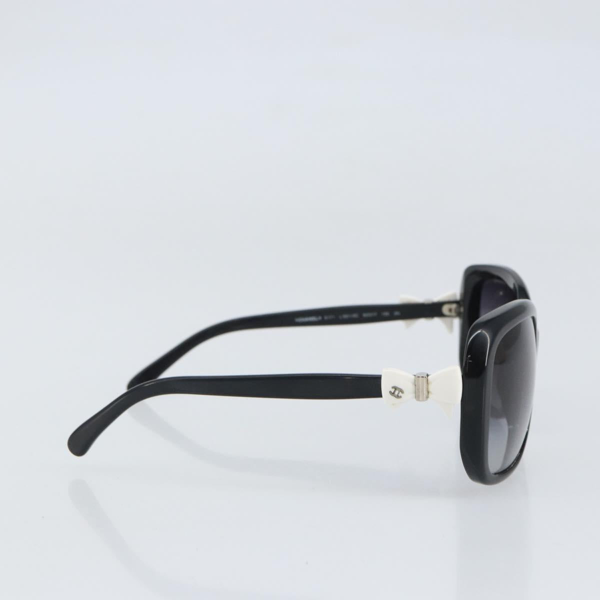 CHANEL Coco Ribbon Sunglasses plastic Black CC Auth BA10315