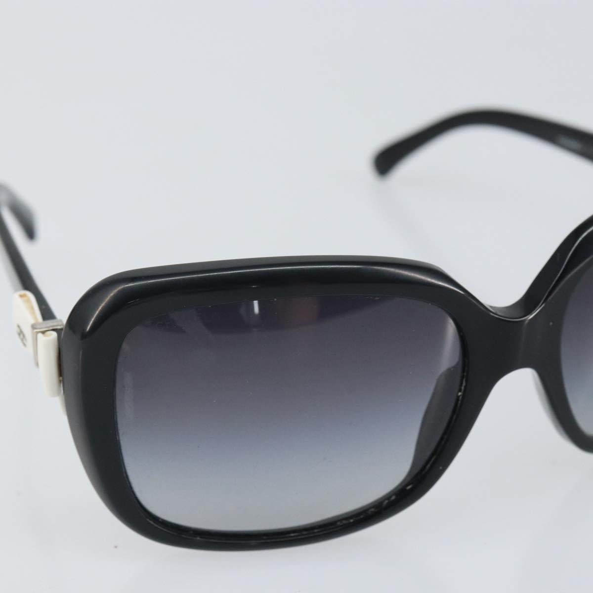 CHANEL Coco Ribbon Sunglasses plastic Black CC Auth BA10315