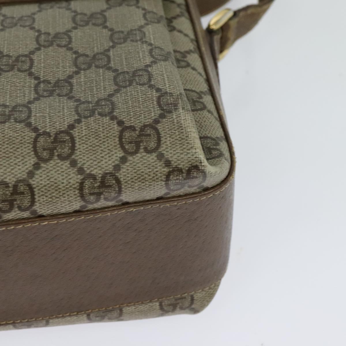 GUCCI GG Supreme Web Sherry Line Bag PVC Beige Gold 904 02 084 Auth BA1032