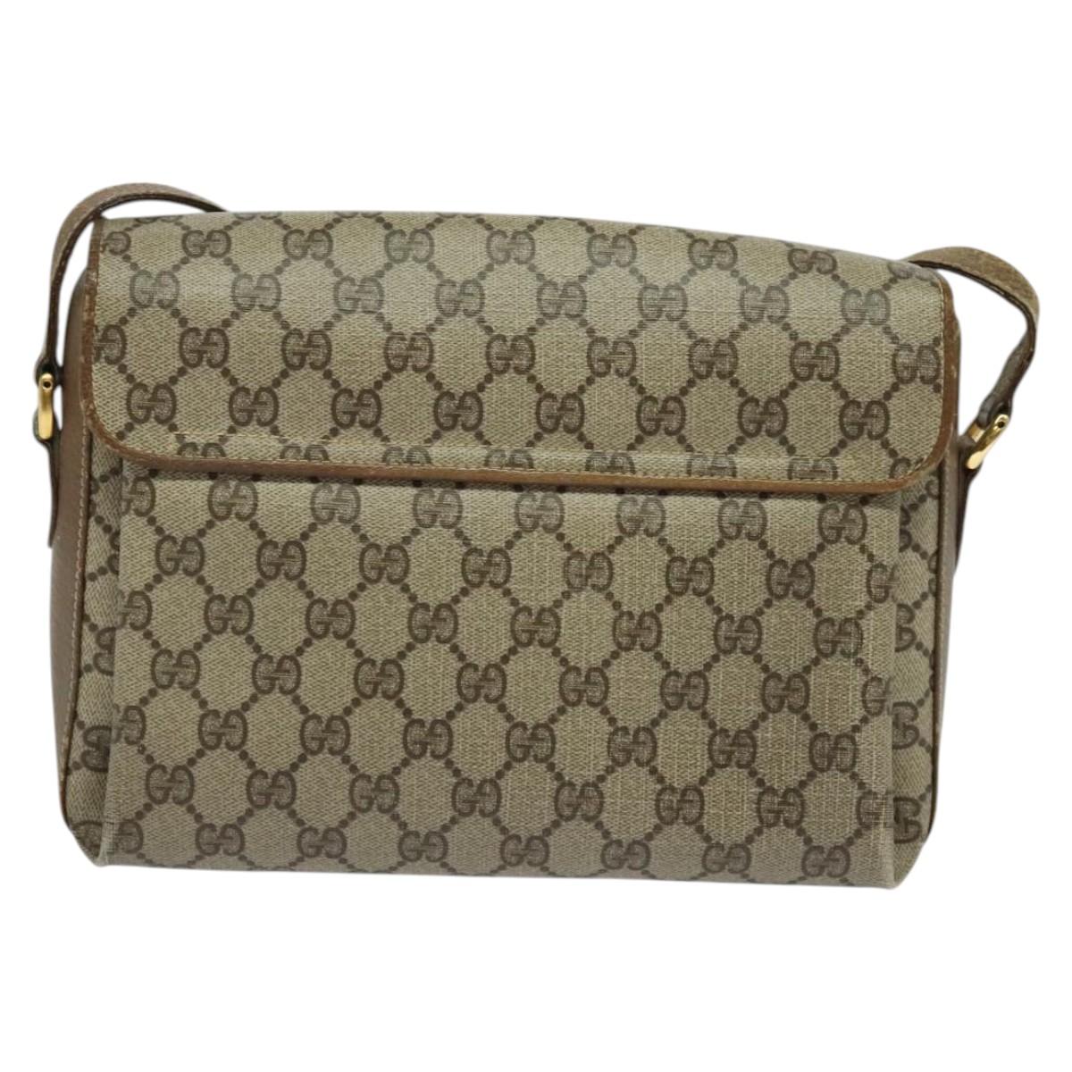 GUCCI GG Supreme Web Sherry Line Bag PVC Beige Gold 904 02 084 Auth BA1032