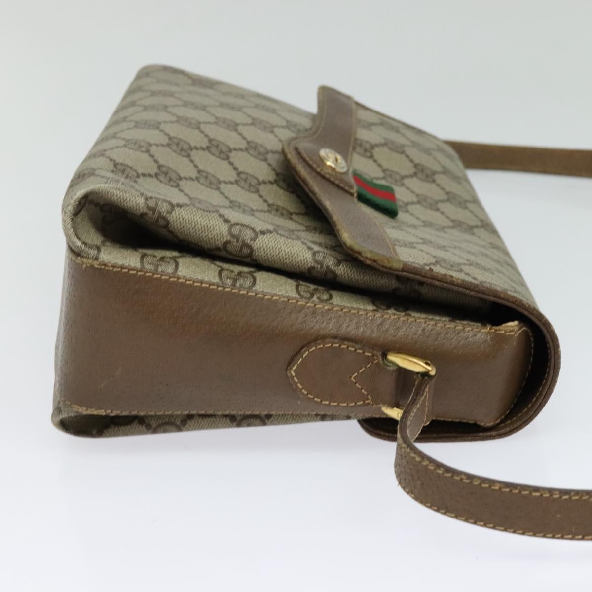 GUCCI GG Supreme Web Sherry Line Bag PVC Beige Gold 904 02 084 Auth BA1032