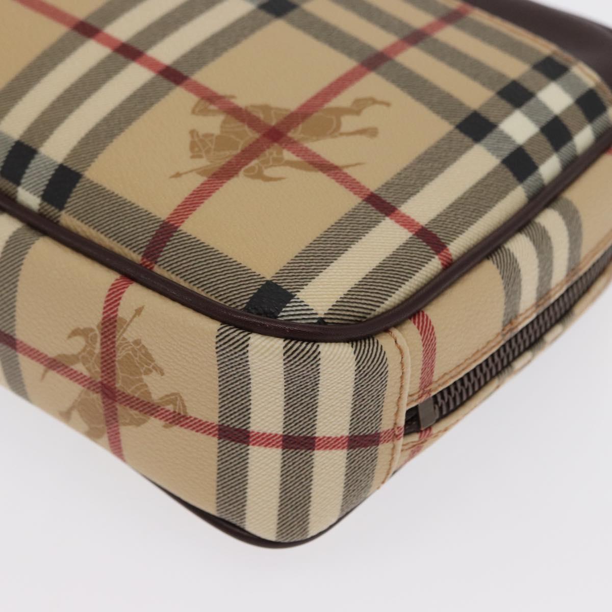 BURBERRY Nova Check Clutch Bag PVC Leather Beige Auth BA10320M