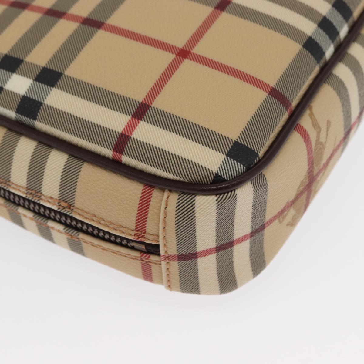 BURBERRY Nova Check Clutch Bag PVC Leather Beige Auth BA10320M