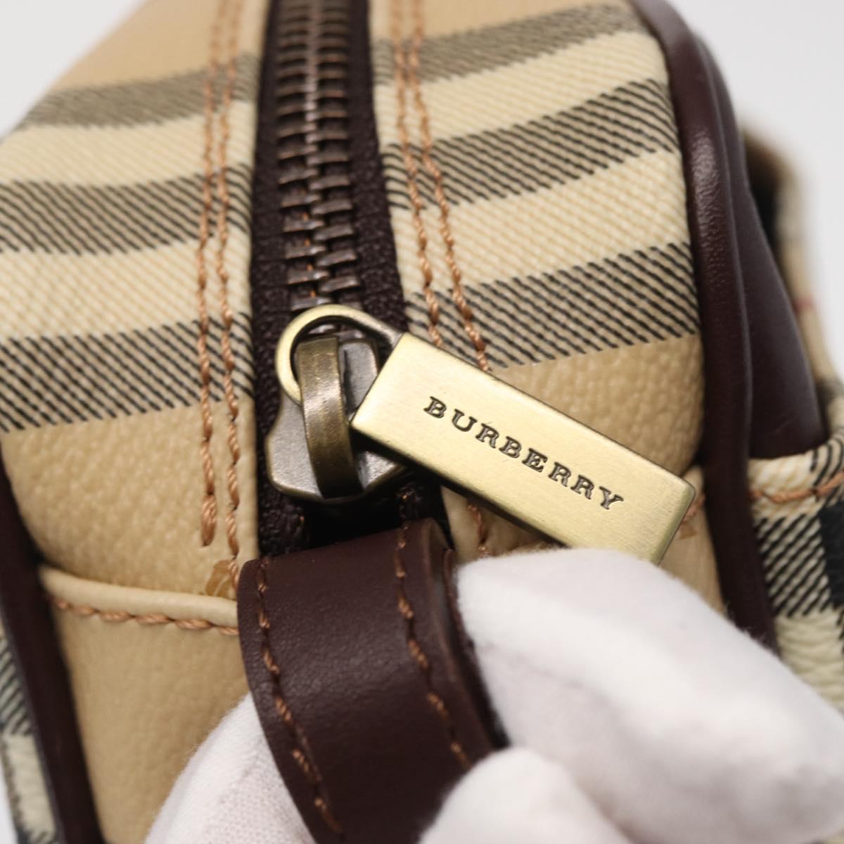 BURBERRY Nova Check Clutch Bag PVC Leather Beige Auth BA10320M
