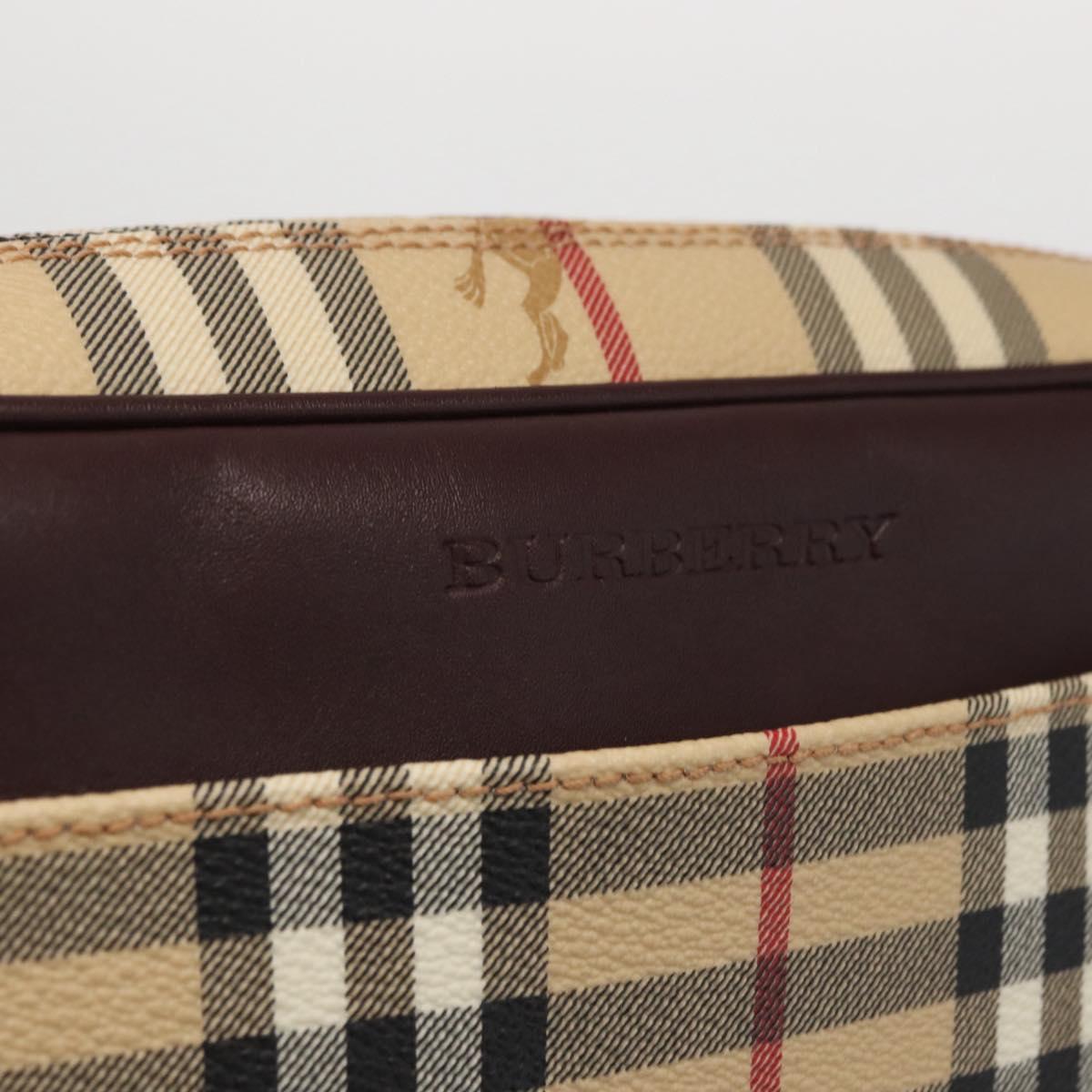 BURBERRY Nova Check Clutch Bag PVC Leather Beige Auth BA10320M
