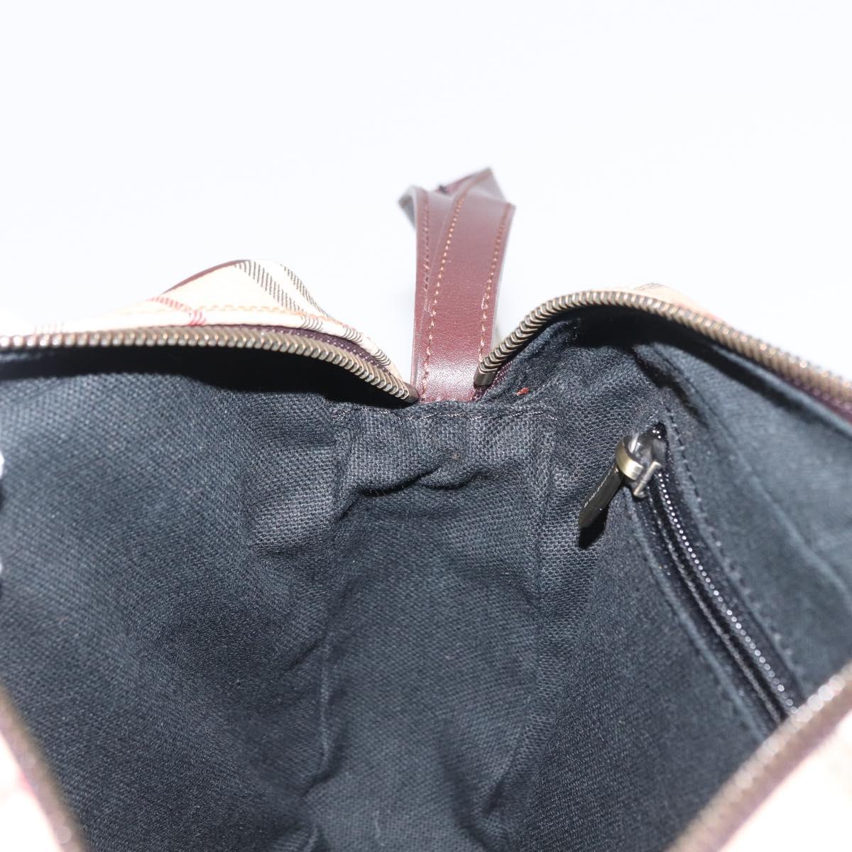 BURBERRY Nova Check Clutch Bag PVC Leather Beige Auth BA10320M