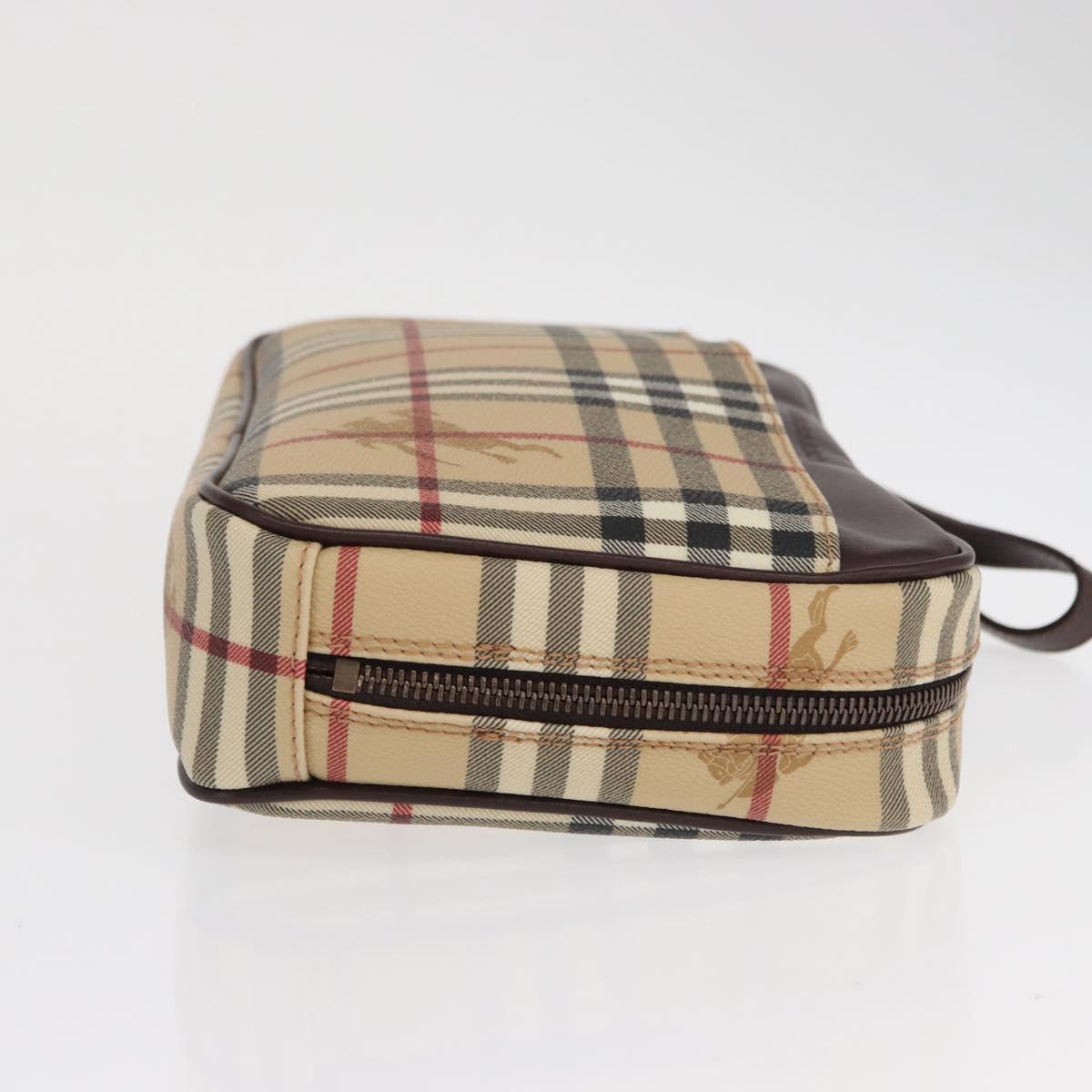 BURBERRY Nova Check Clutch Bag PVC Leather Beige Auth BA10320M