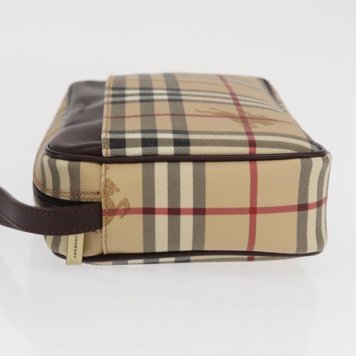 BURBERRY Nova Check Clutch Bag PVC Leather Beige Auth BA10320M