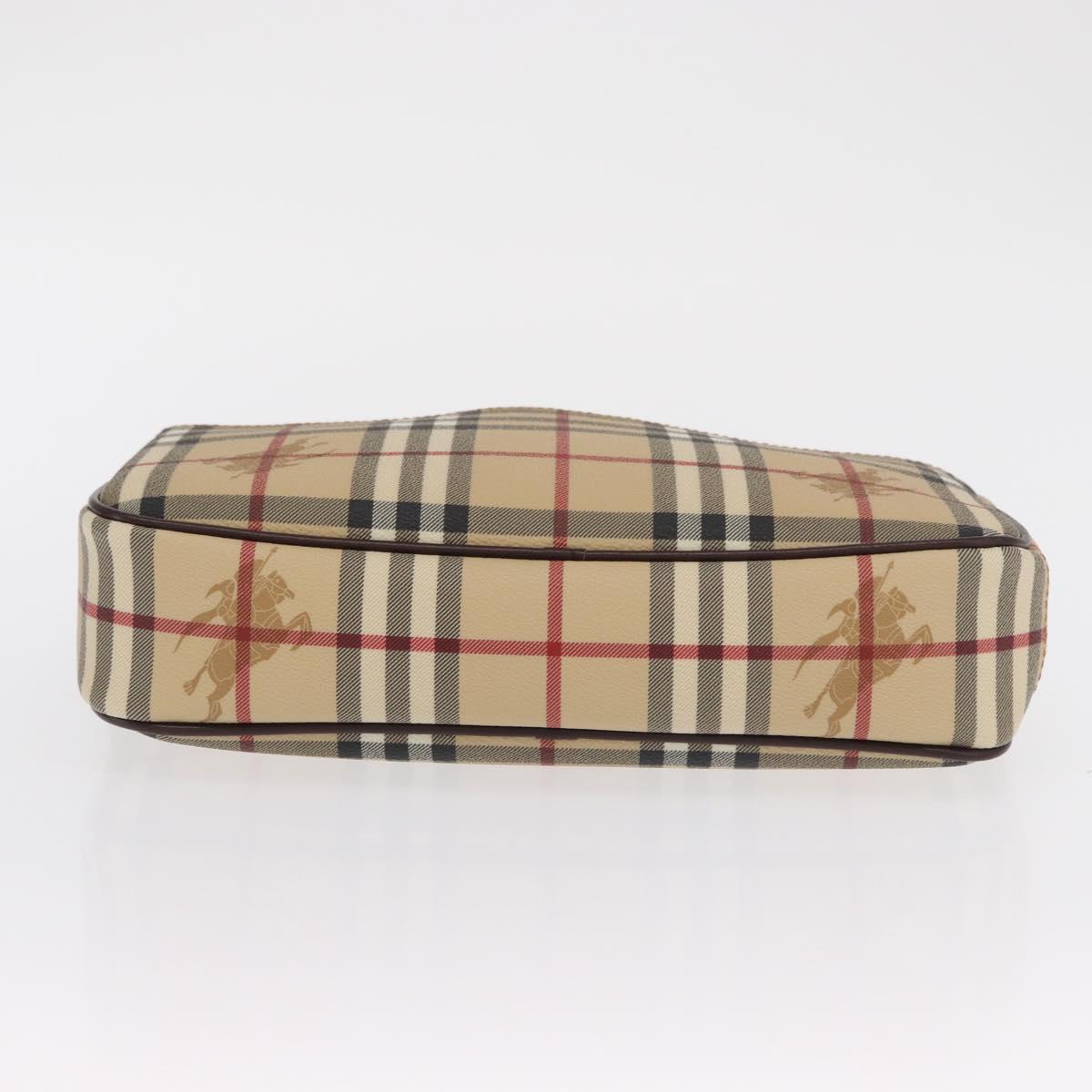 BURBERRY Nova Check Clutch Bag PVC Leather Beige Auth BA10320M