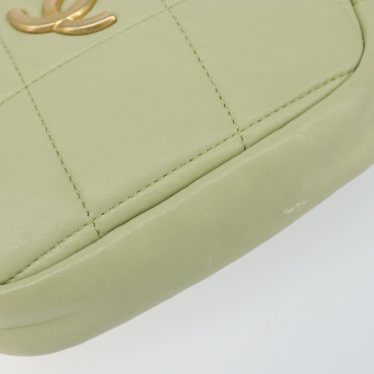 CHANEL Matelasse Chain Shoulder Bag Lamb Skin LIme Green Gold CC Auth BA10323SAV