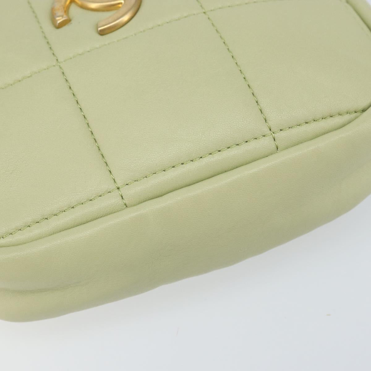 CHANEL Matelasse Chain Shoulder Bag Lamb Skin LIme Green Gold CC Auth BA10323SAV
