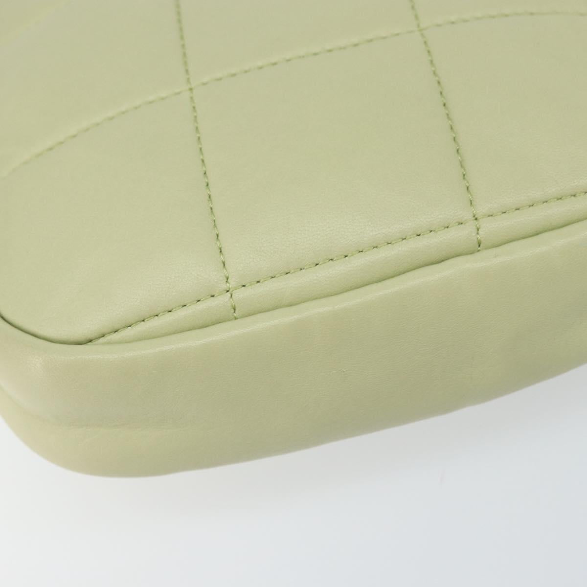 CHANEL Matelasse Chain Shoulder Bag Lamb Skin LIme Green Gold CC Auth BA10323SAV