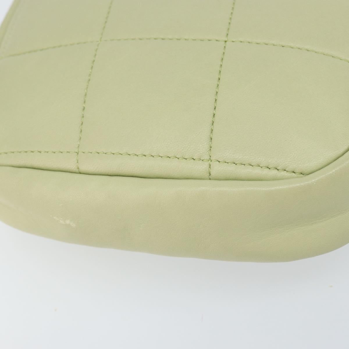 CHANEL Matelasse Chain Shoulder Bag Lamb Skin LIme Green Gold CC Auth BA10323SAV