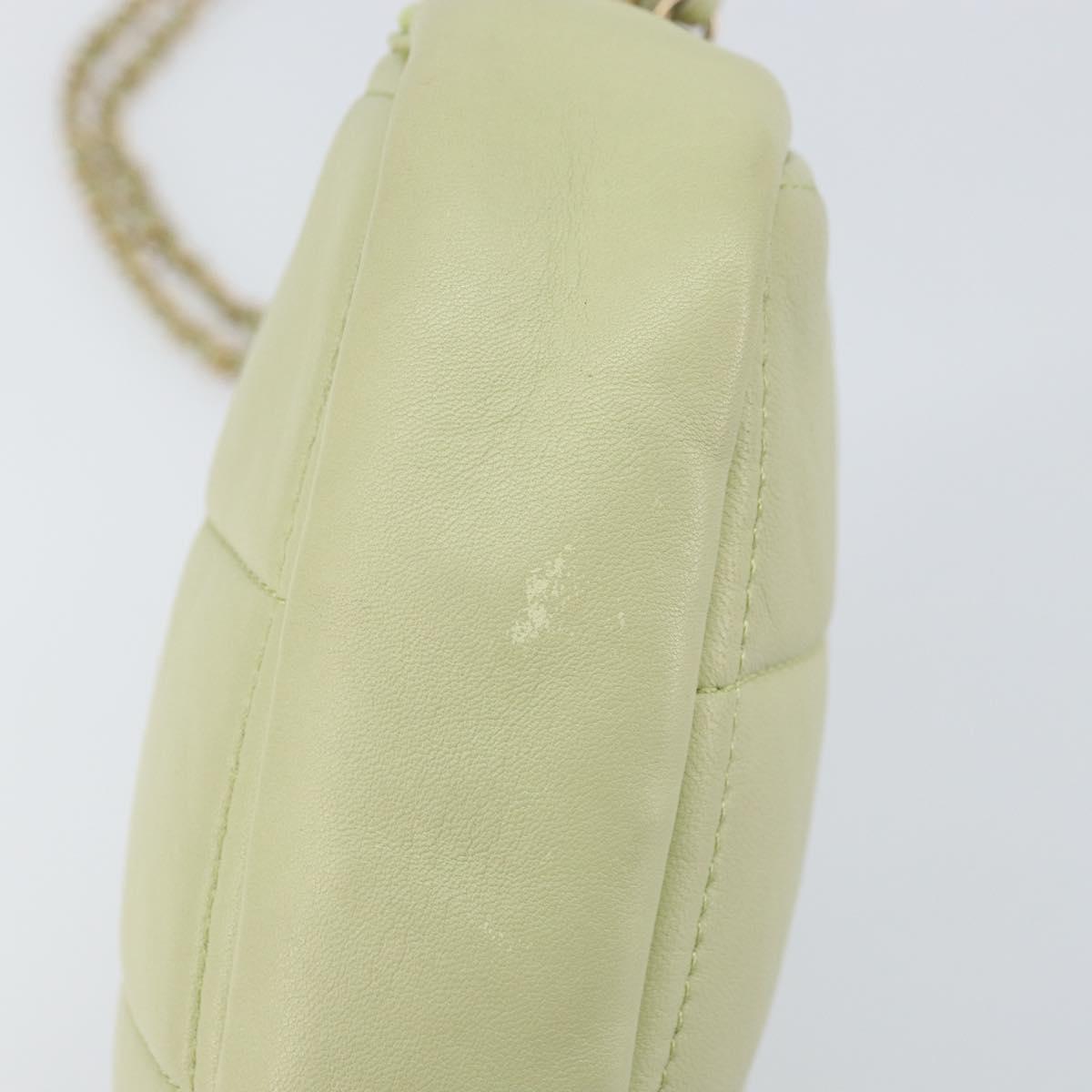 CHANEL Matelasse Chain Shoulder Bag Lamb Skin LIme Green Gold CC Auth BA10323SAV