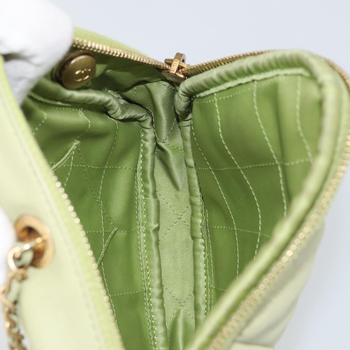 CHANEL Matelasse Chain Shoulder Bag Lamb Skin LIme Green Gold CC Auth BA10323SAV