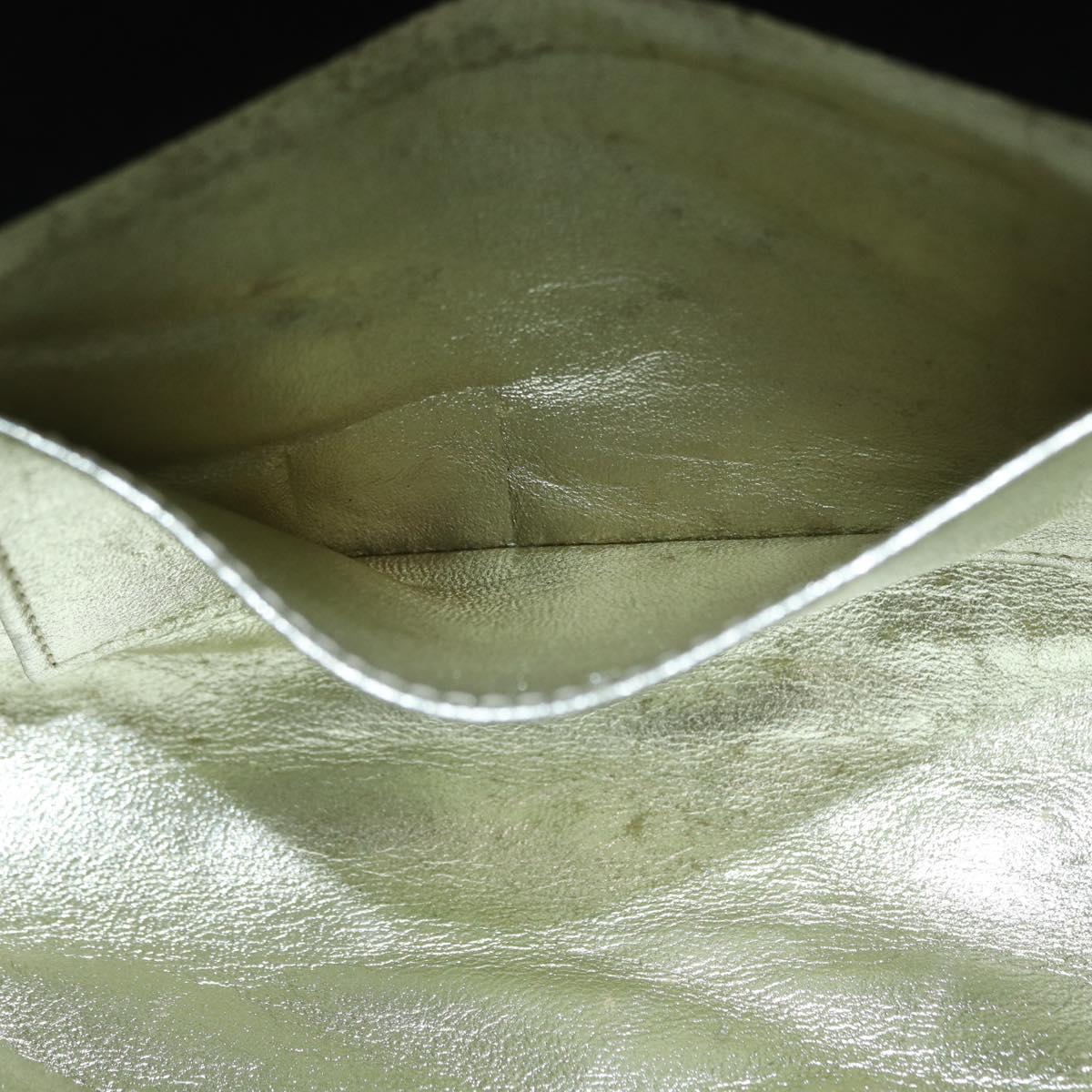 CHANEL V Stitched Chain Shoulder Bag Satin Black Gold CC Auth BA10324SAV