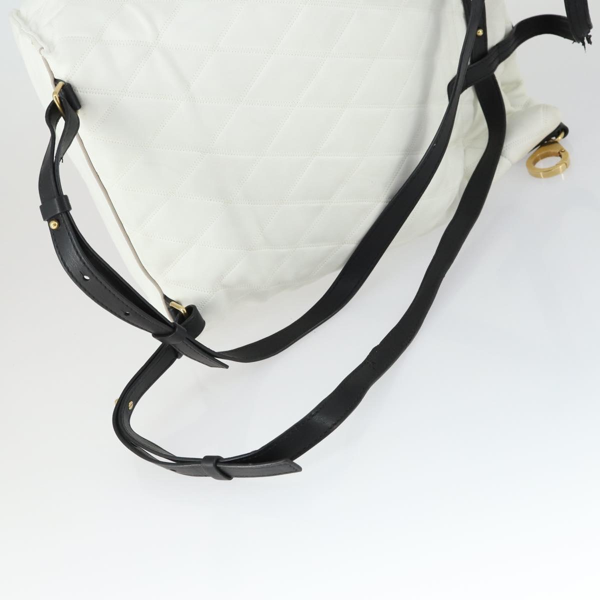 GIVENCHY Backpack Leather White Gold Auth BA10327