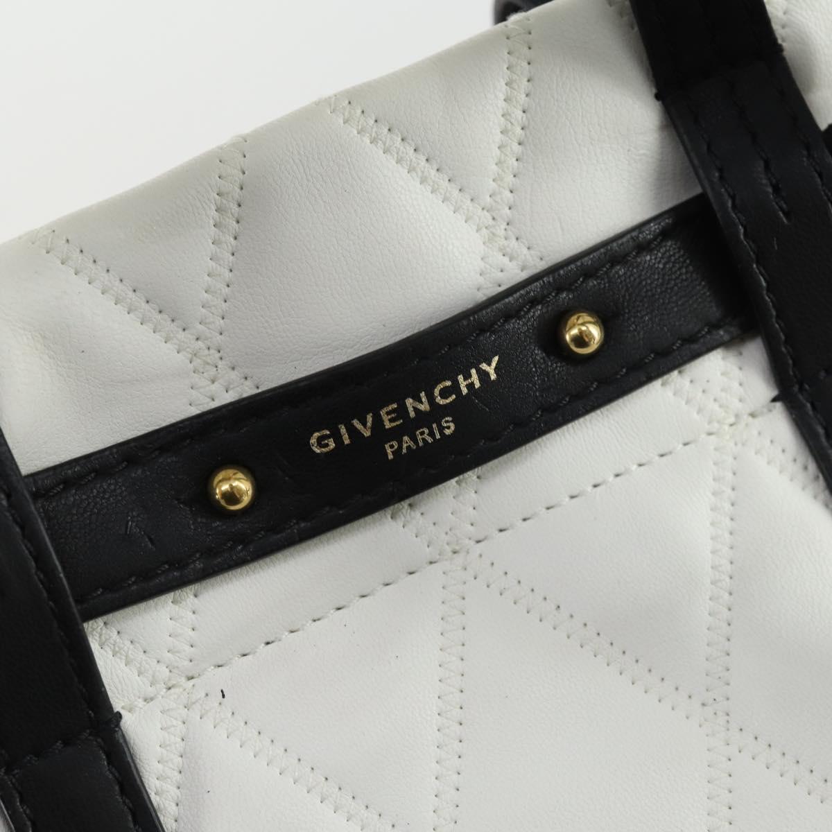 GIVENCHY Backpack Leather White Gold Auth BA10327