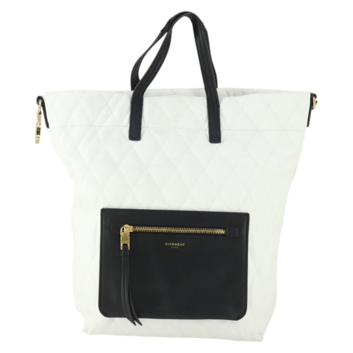 GIVENCHY Backpack Leather White Gold Auth BA10327
