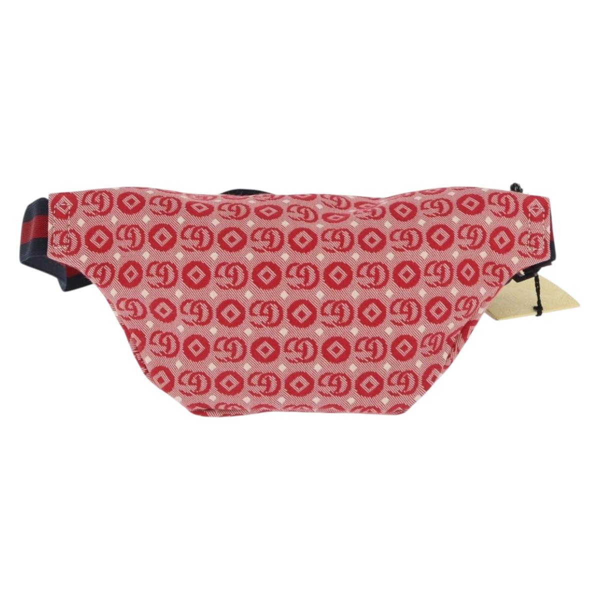 GUCCI Children's Sherry Line Waist bag Canvas Navy Red 502095 Auth BA10332