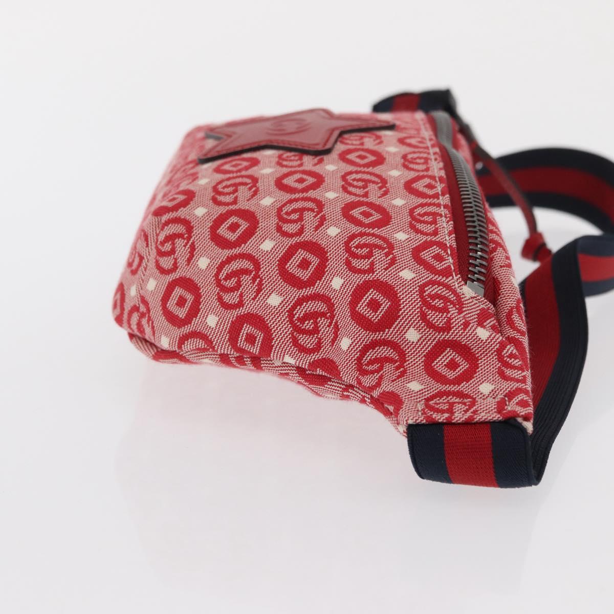 GUCCI Children's Sherry Line Waist bag Canvas Navy Red 502095 Auth BA10332