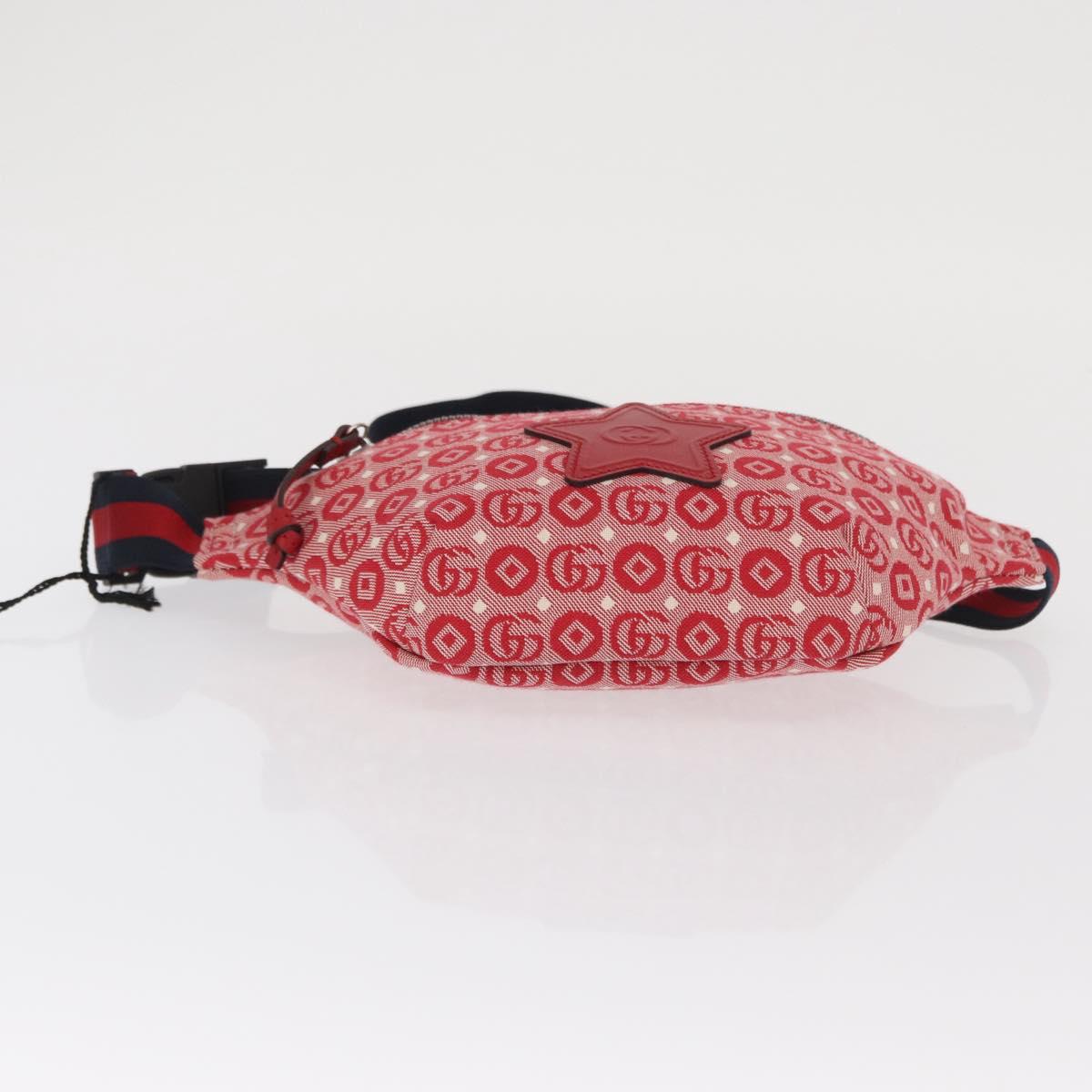 GUCCI Children's Sherry Line Waist bag Canvas Navy Red 502095 Auth BA10332