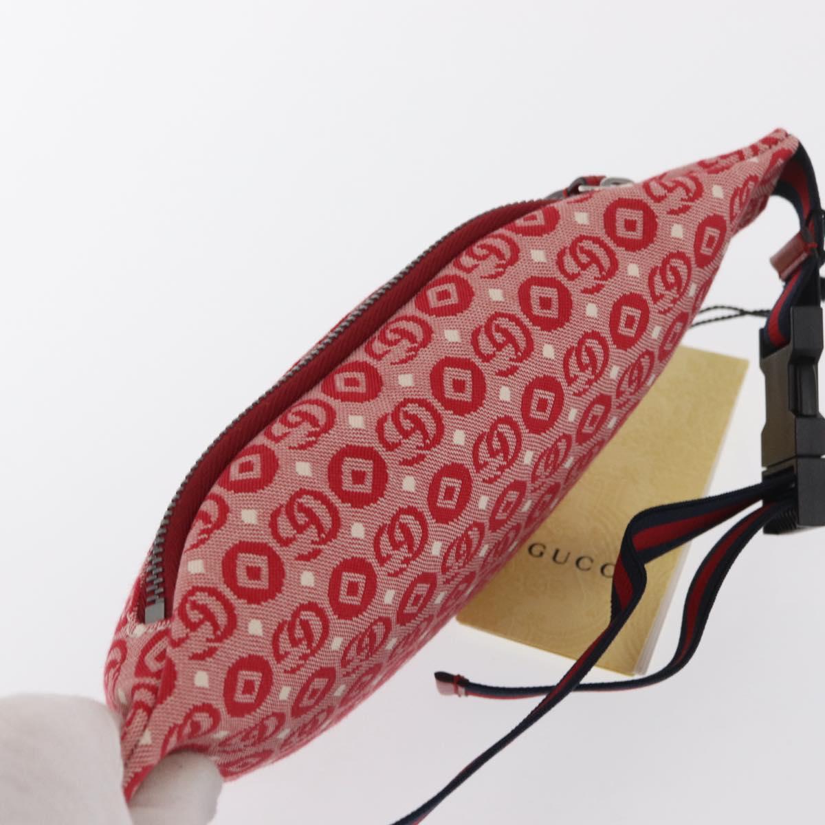 GUCCI Children's Sherry Line Waist bag Canvas Navy Red 502095 Auth BA10333