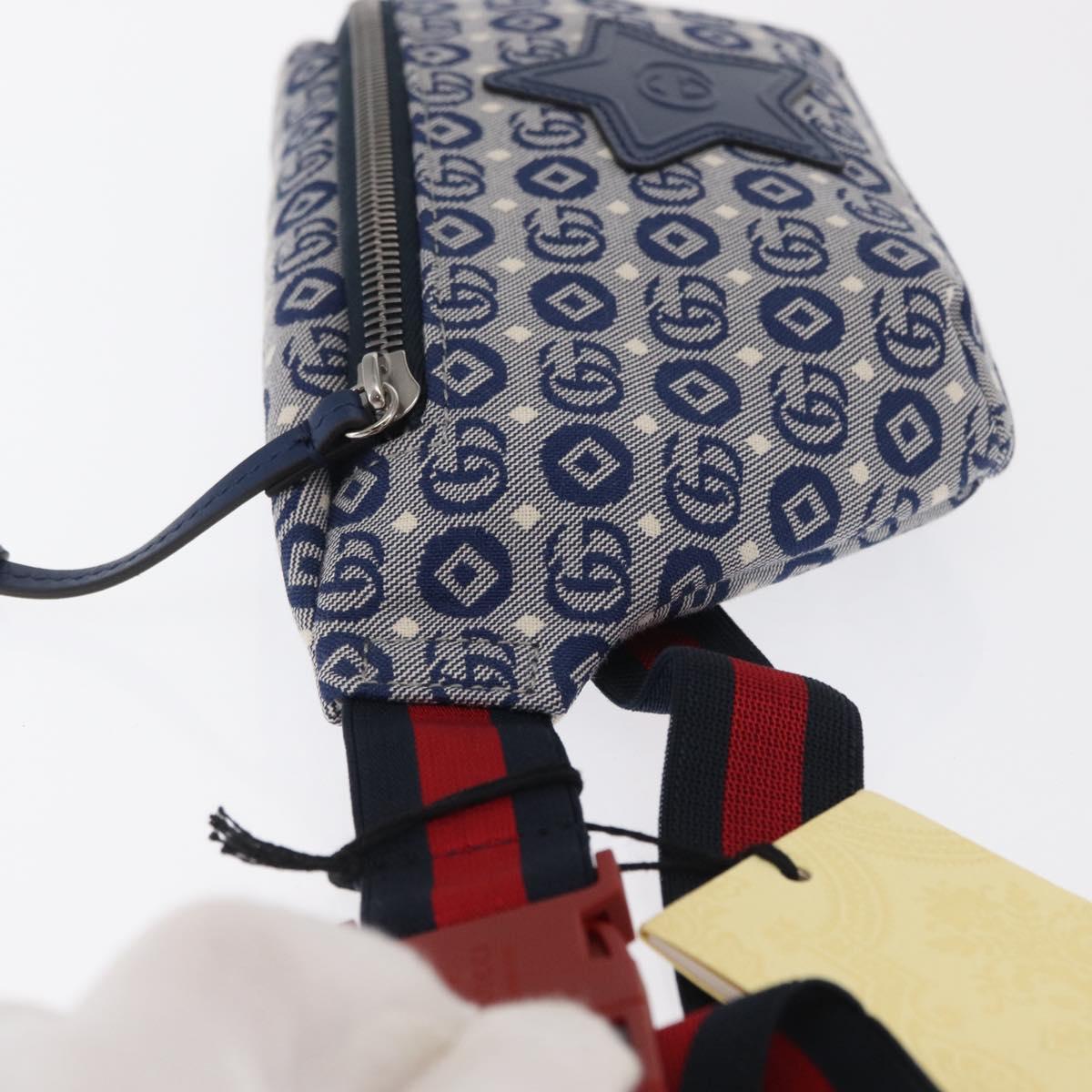 GUCCI Children's Sherry Line Waist bag Canvas Navy Red blue 502095 Auth BA10334
