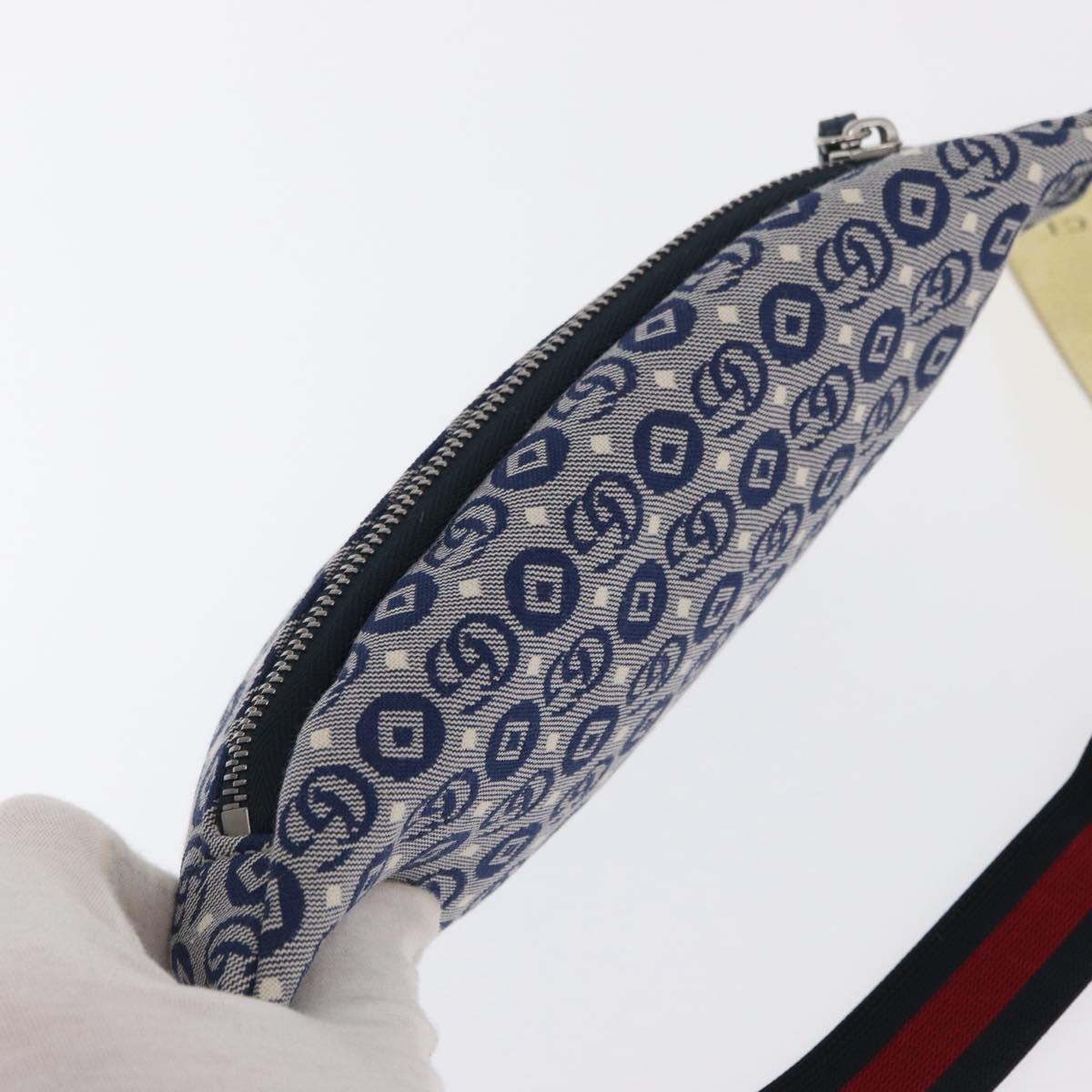 GUCCI Children's Sherry Line Waist bag Canvas Navy Red blue 502095 Auth BA10334