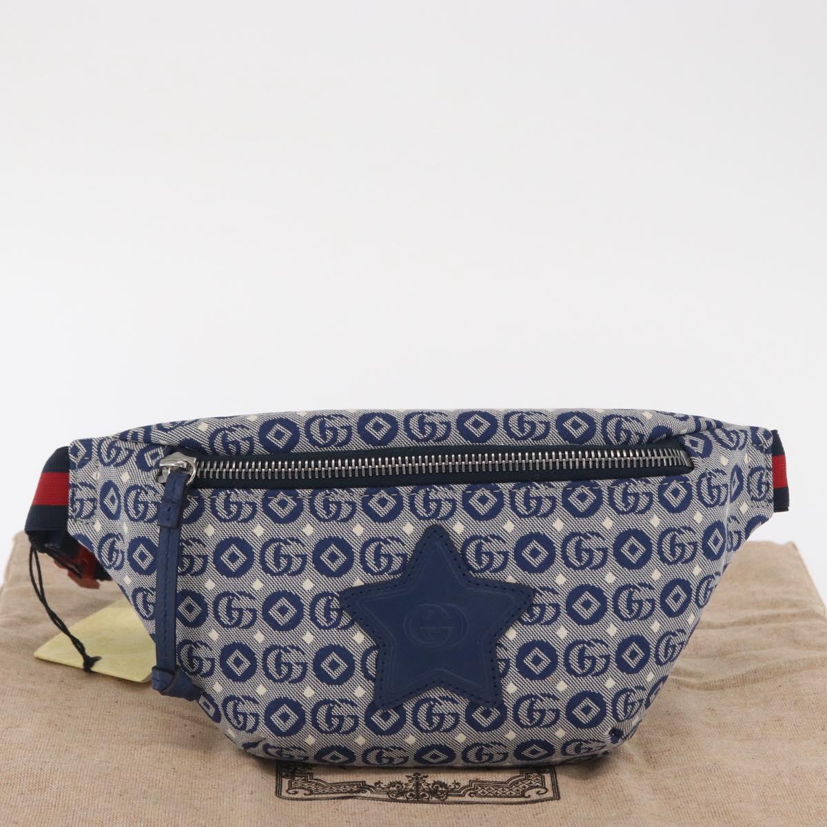 GUCCI Children's Sherry Line Waist bag Canvas Navy Red blue 502095 Auth BA10335
